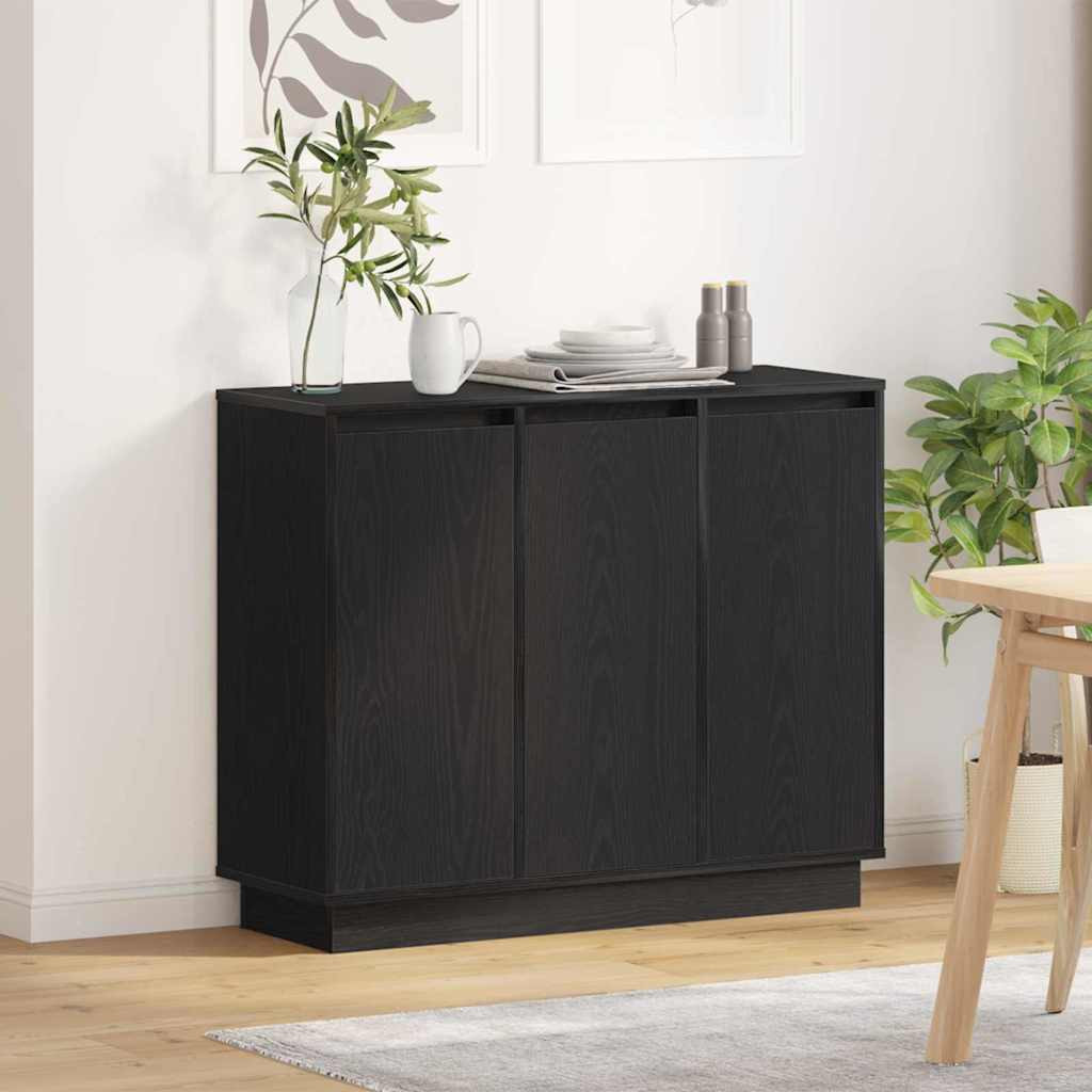 vidaXL LED-Sideboard Schwarz Eichen-Optik 90 x 32 x 75 cm