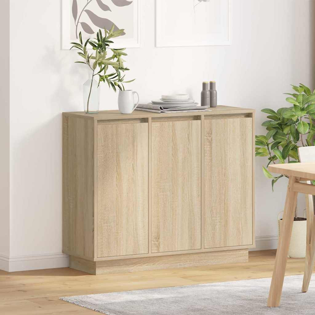 vidaXL LED-Sideboard Sonoma-Eiche 90 x 32 x 75 cm Holzwerkstoff