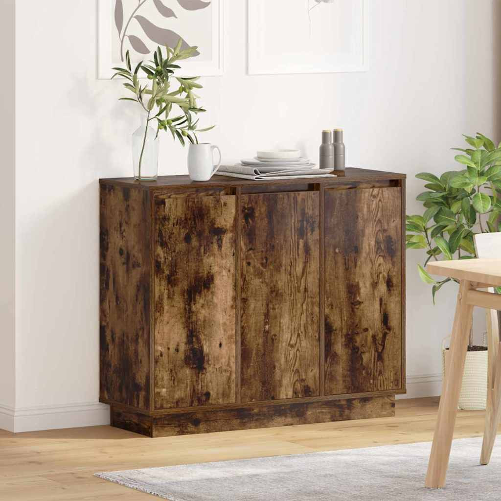 vidaXL LED-Sideboard Geräucherte Eiche 90 x 32 x 75 cm Holzwerkstoff