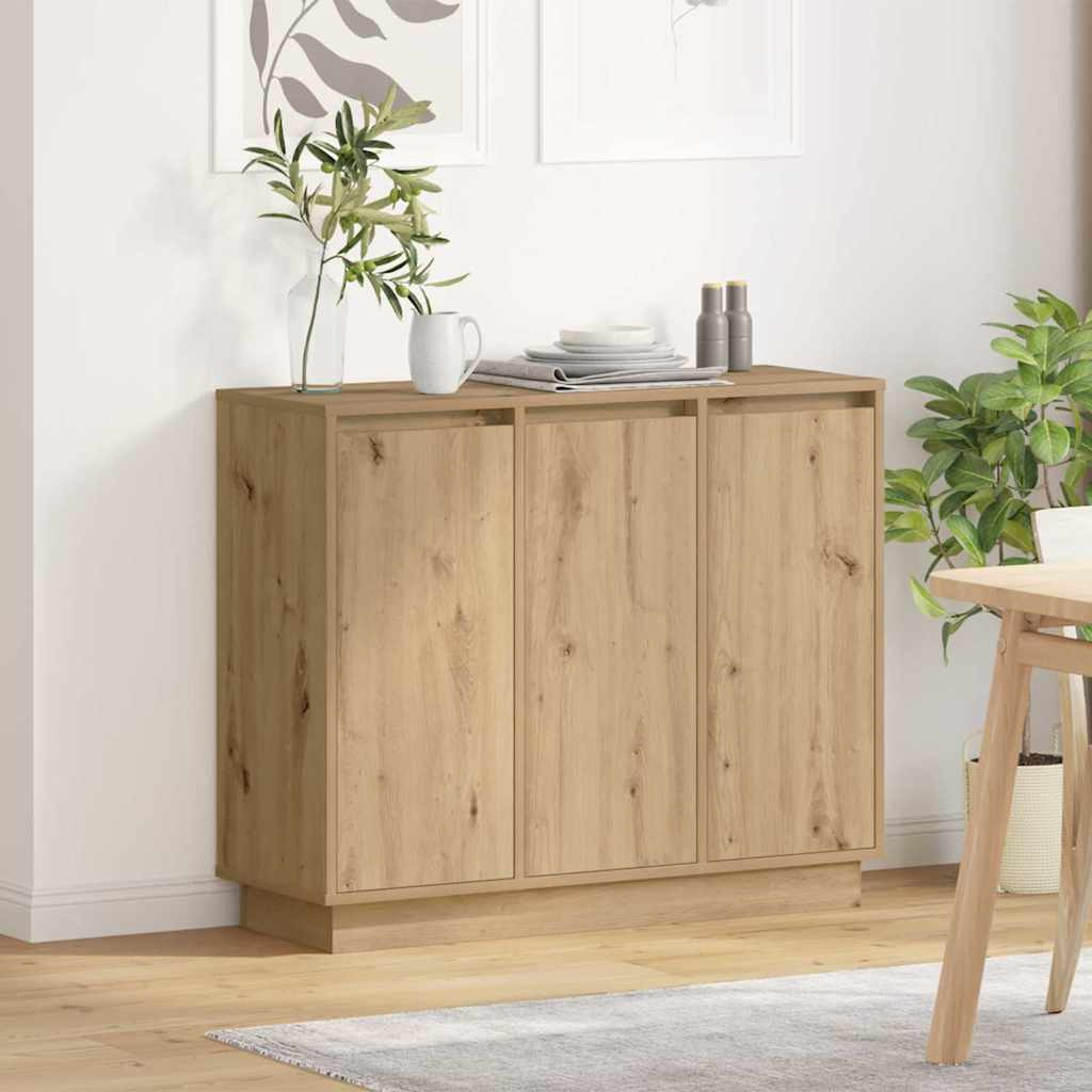 vidaXL LED-Sideboard Artisan-Eiche 90 x 32 x 75 cm Holzwerkstoff