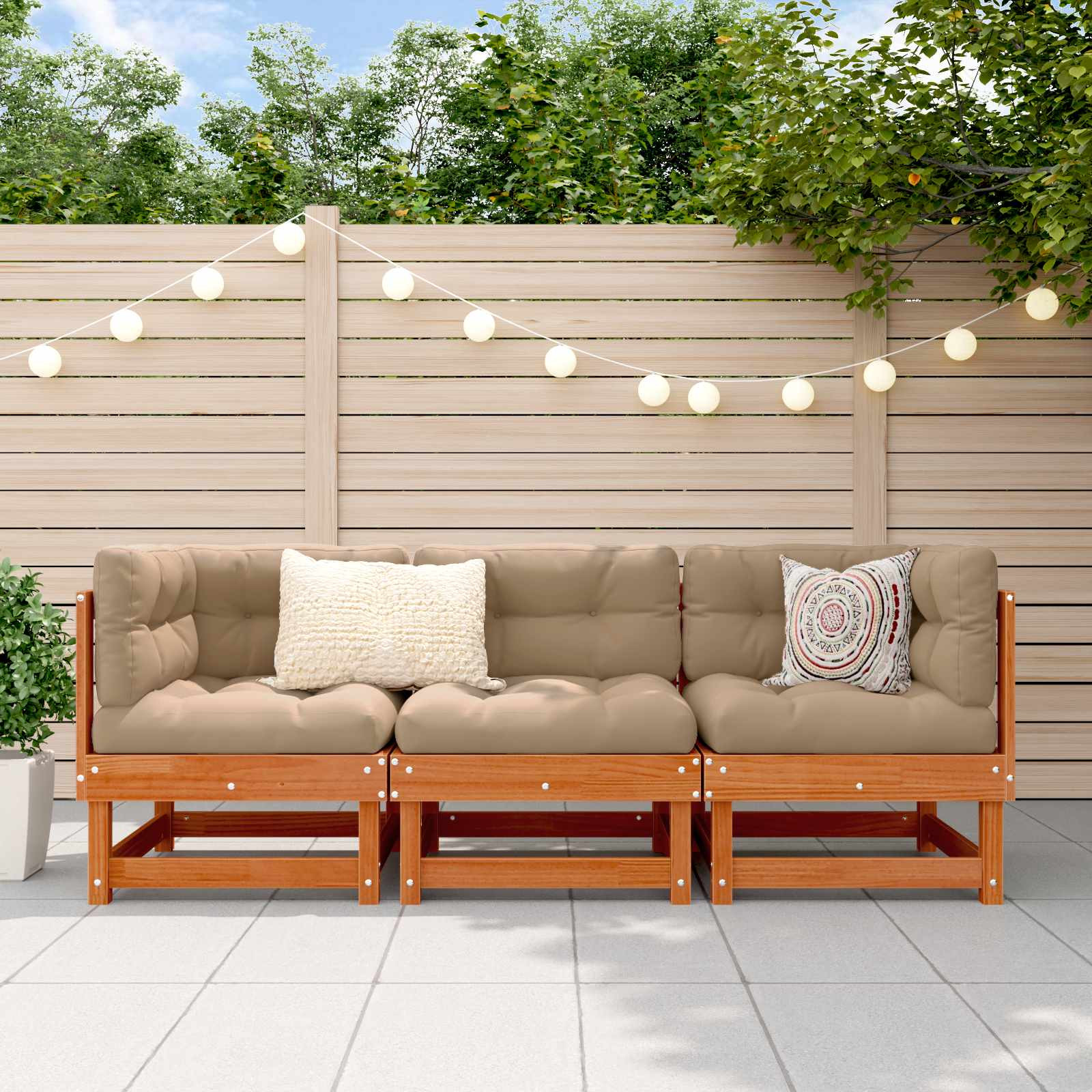 vidaXL Sectional Sofa Einheiten Massives Kiefernholz Wachsbraun