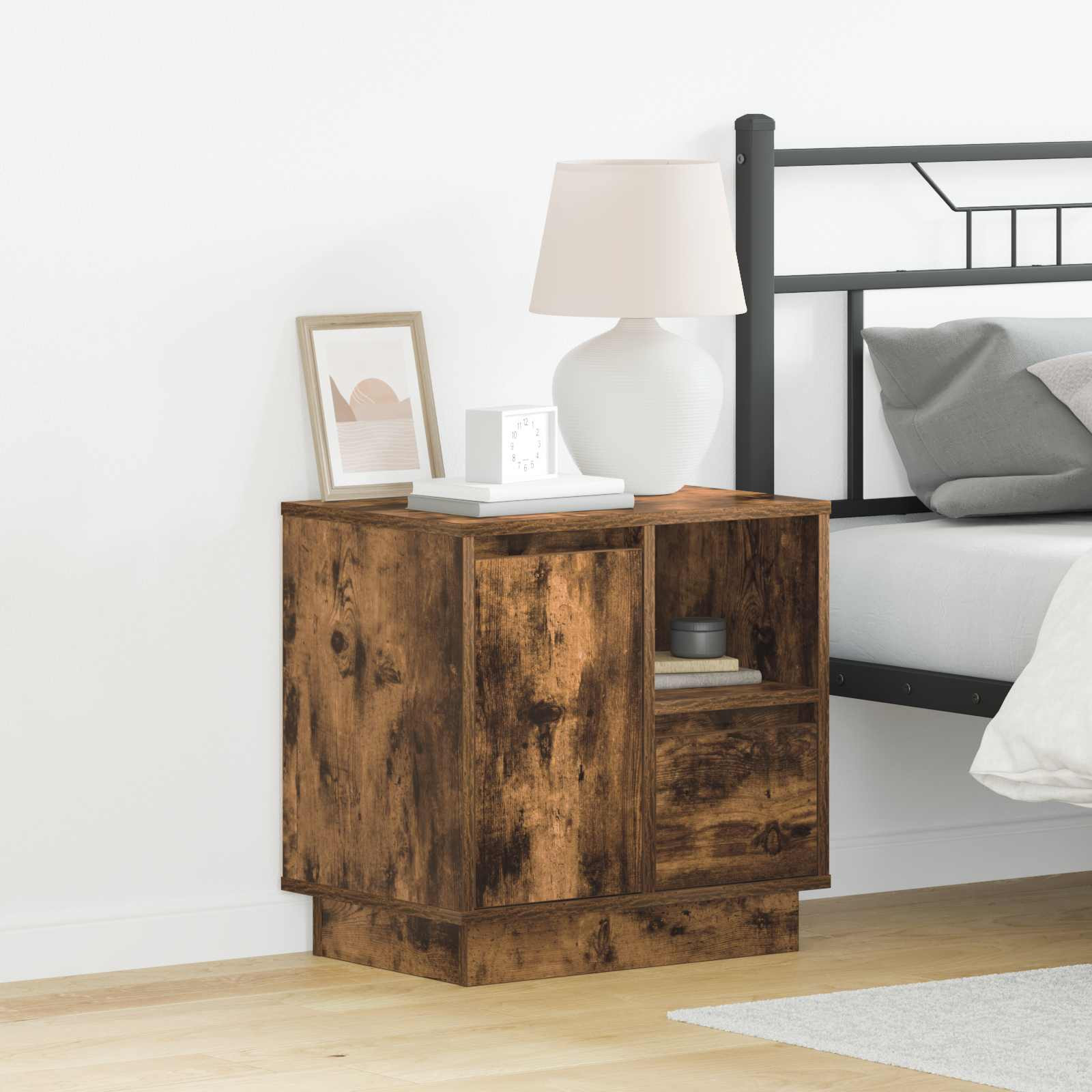 vidaXL Nachttisch Geräucherte Eiche 50 x 34,5 x 50 cm Holzwerkstoff