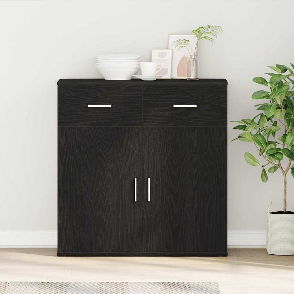 vidaXL Sideboard Schwarz Eichen-Optik 78 x 38 x 80 cm Holzwerkstoff