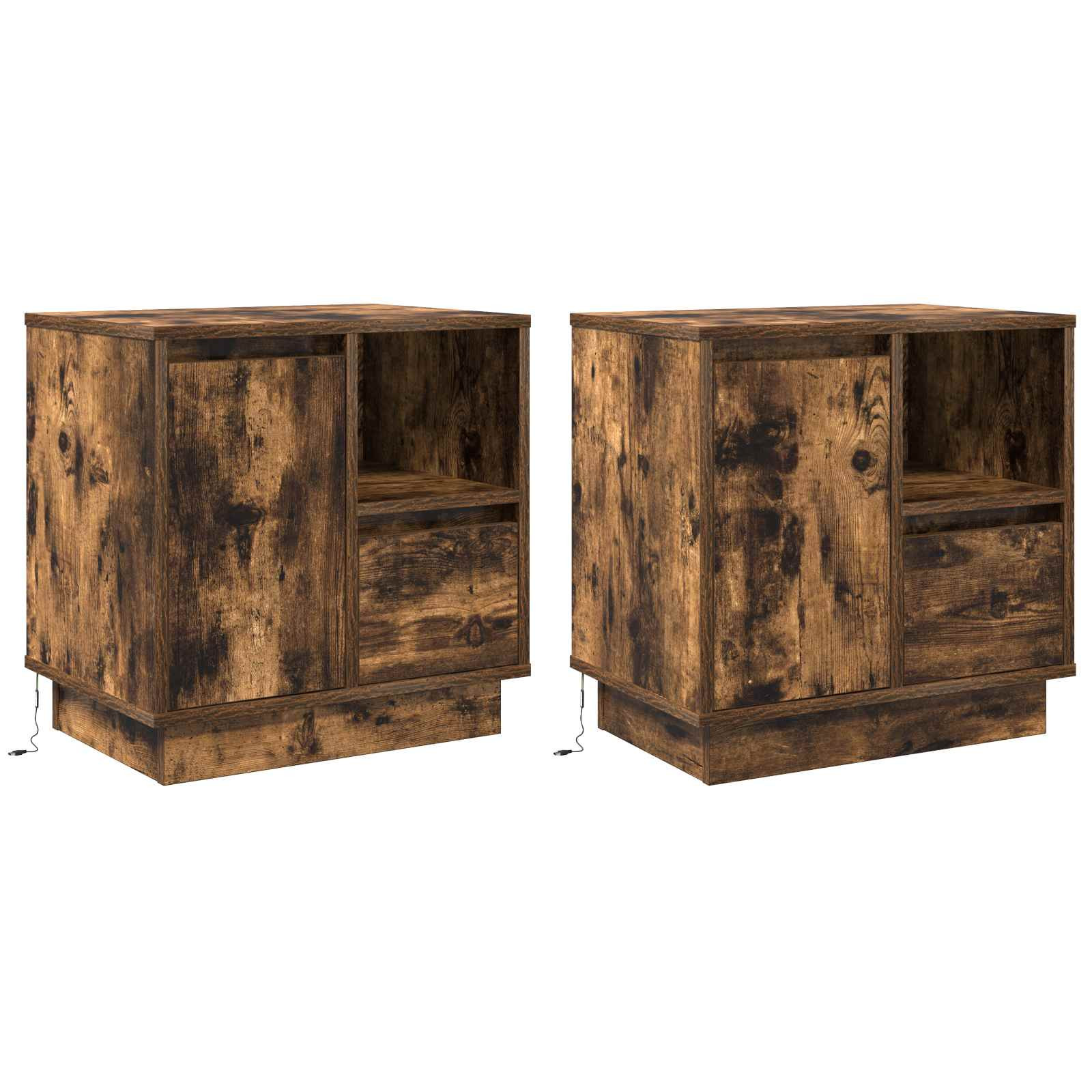 vidaXL Nachttisch 2 pcs Geräucherte Eiche 50 x 34,5 x 50 cm