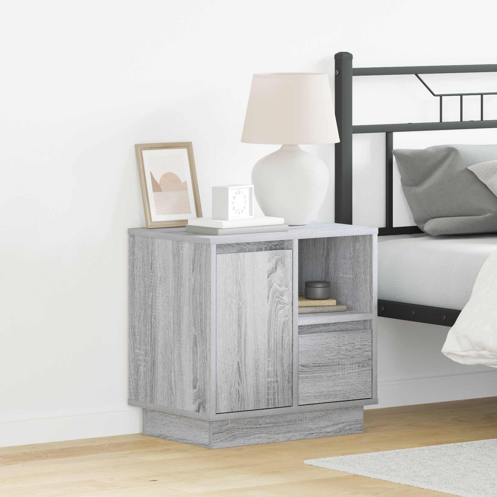 vidaXL Nachttisch mit Schubladen Grau 50 x 34,5 x 50 cm Holzwerkstoff