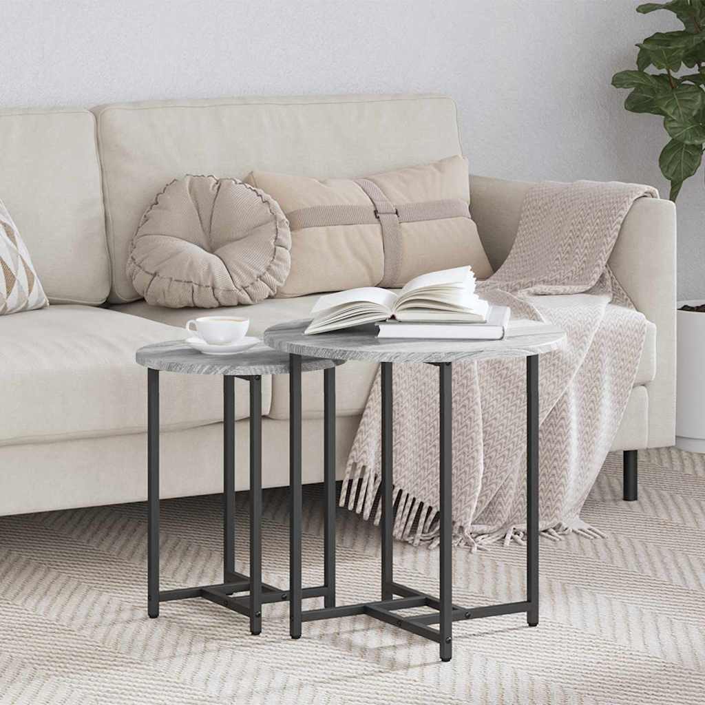 vidaXL Beistelltisch-Set 2 pcs Grau Sonoma und Schwarz