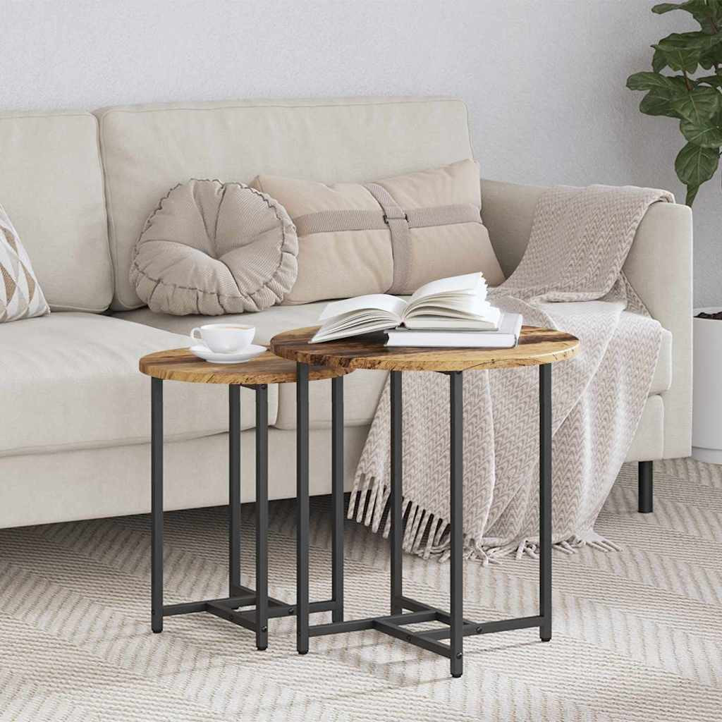 vidaXL Beistelltisch-Set 2 pcs Altholz und Schwarz