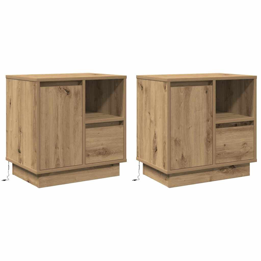 vidaXL Nachttisch 2 Stk. Artisan-Eiche 50 x 34,5 x 50 cm Holzwerkstoff