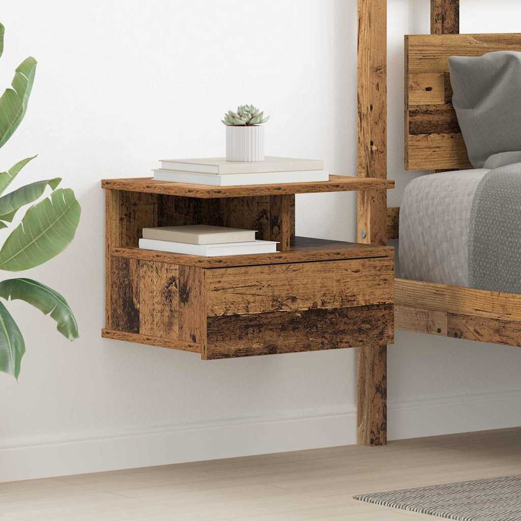 vidaXL Schwebender Nachttisch Altholz 40 x 31 x 28 cm Holzwerkstoff