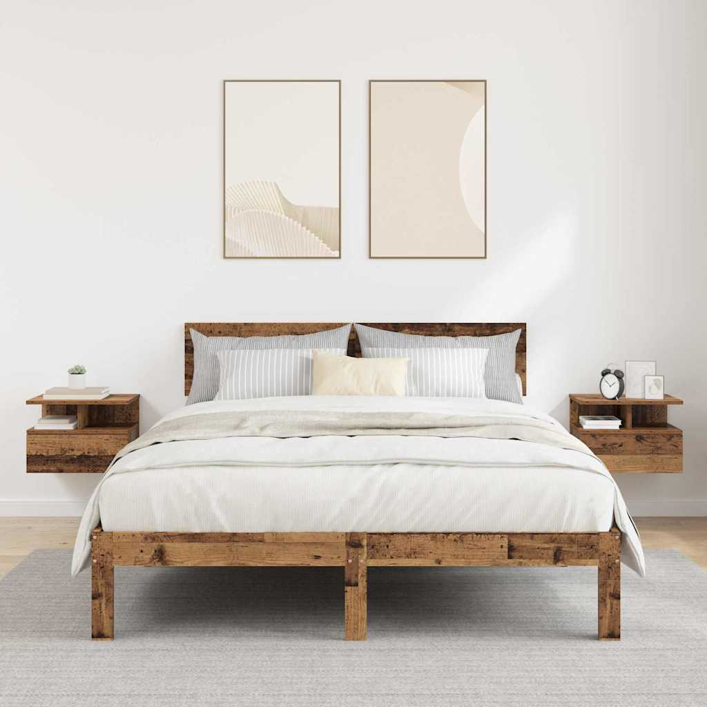 vidaXL Schwebender Nachttisch 2 pcs Altholz 40 x 31 x 28 cm
