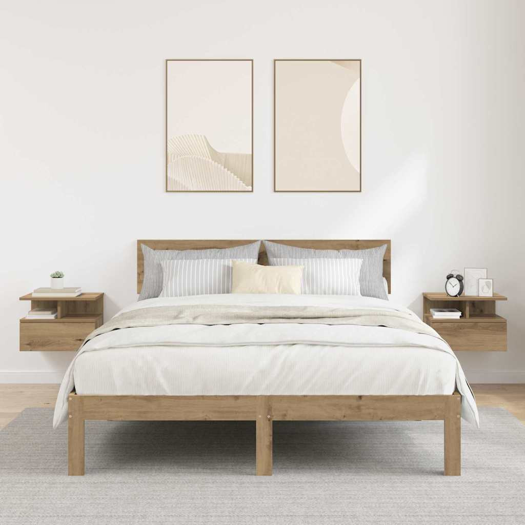 vidaXL Schwebender Nachttisch 2 Stk. Artisan-Eiche 40 x 31 x 28 cm