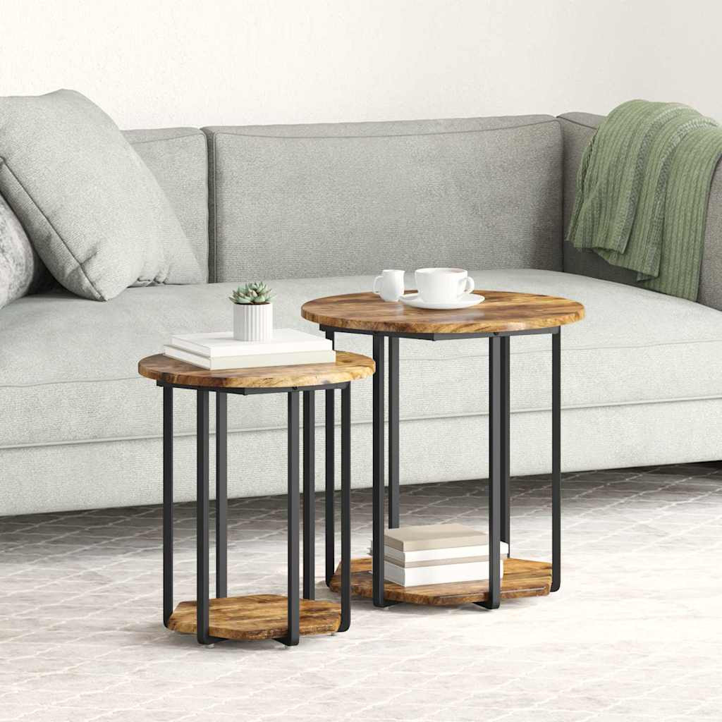 vidaXL Beistelltisch-Set mit Regal 2 pcs Braun