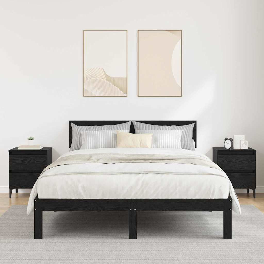 vidaXL Nachttisch 2 pcs Schwarz Eichen-Optik 40 x 35 x 50 cm