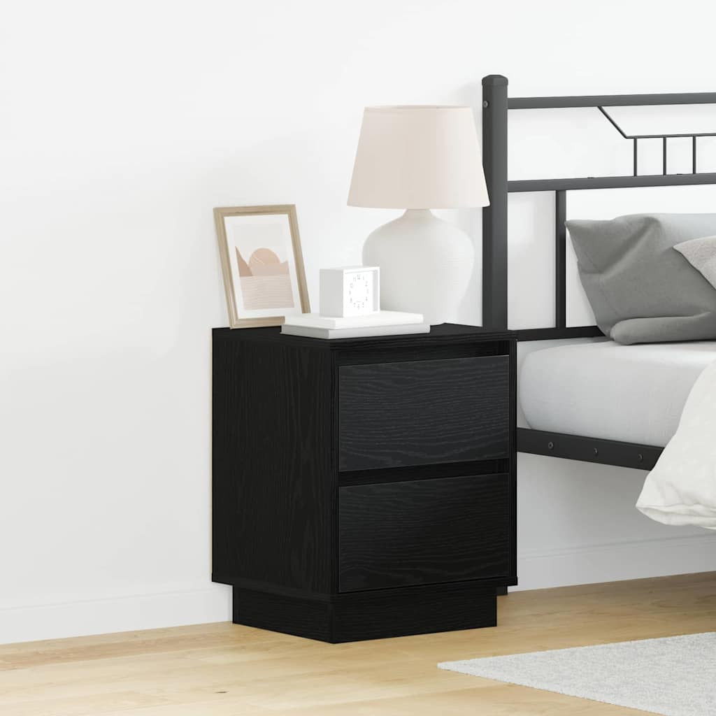 vidaXL Nachttisch 2 pcs Schwarz Eichen-Optik 39 x 34,5 x 50 cm