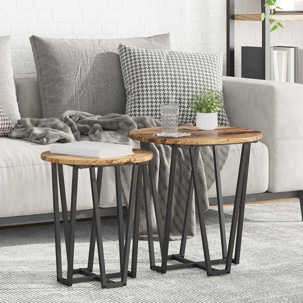 vidaXL Beistelltisch-Set 2 pcs Altholz und Schwarz