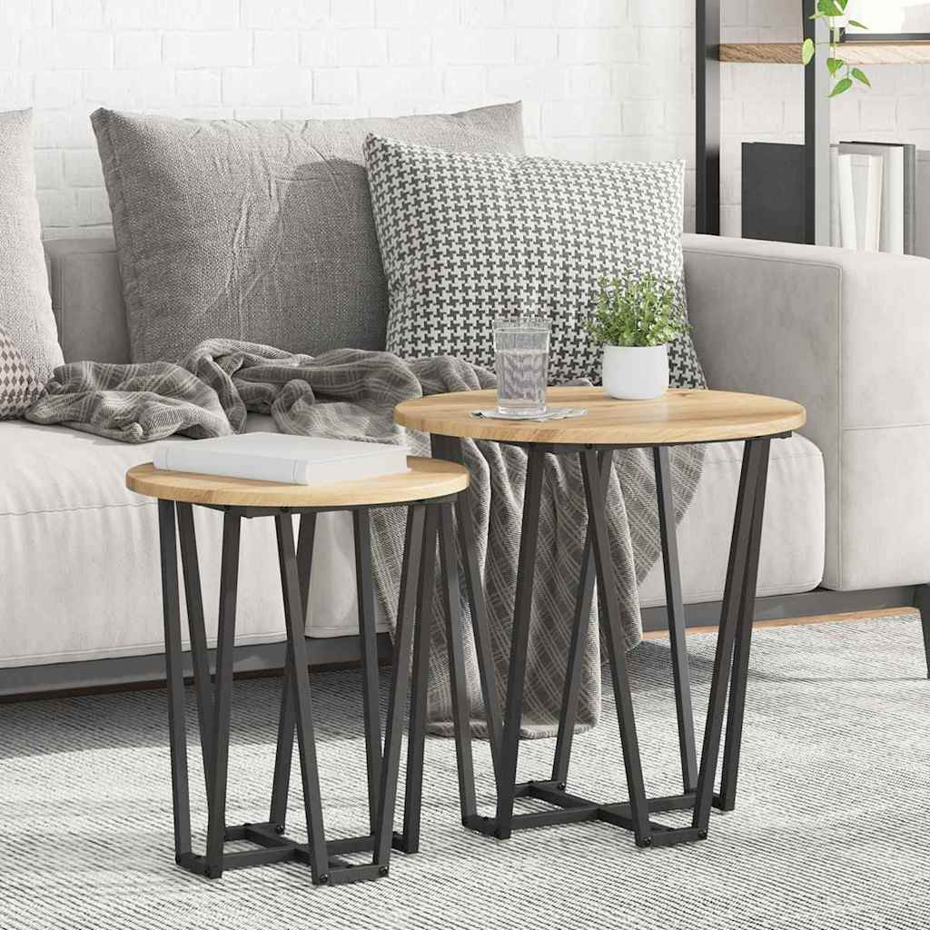 vidaXL Beistelltisch-Set 2 Stk. Artisan Eiche und Schwarz