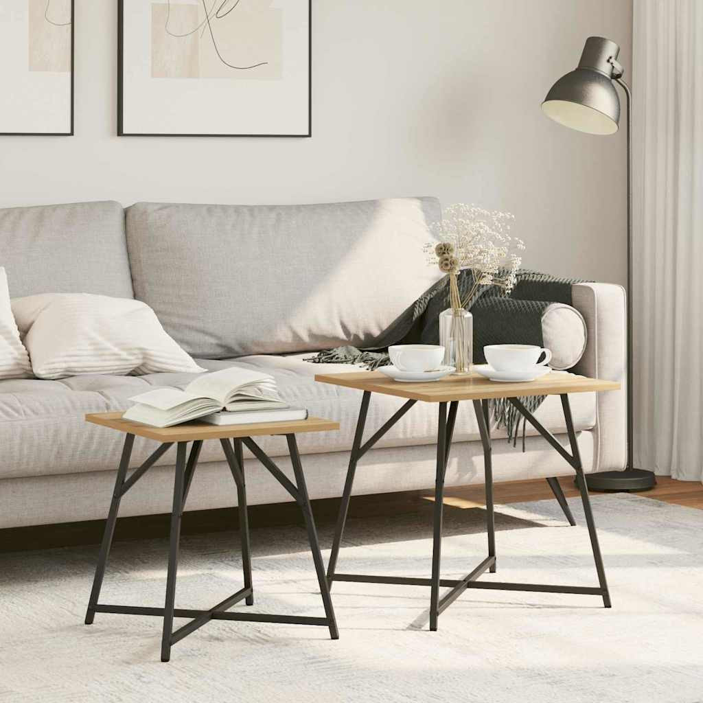 vidaXL Beistelltisch-Set 2 Stk. Artisan Eiche und Schwarz