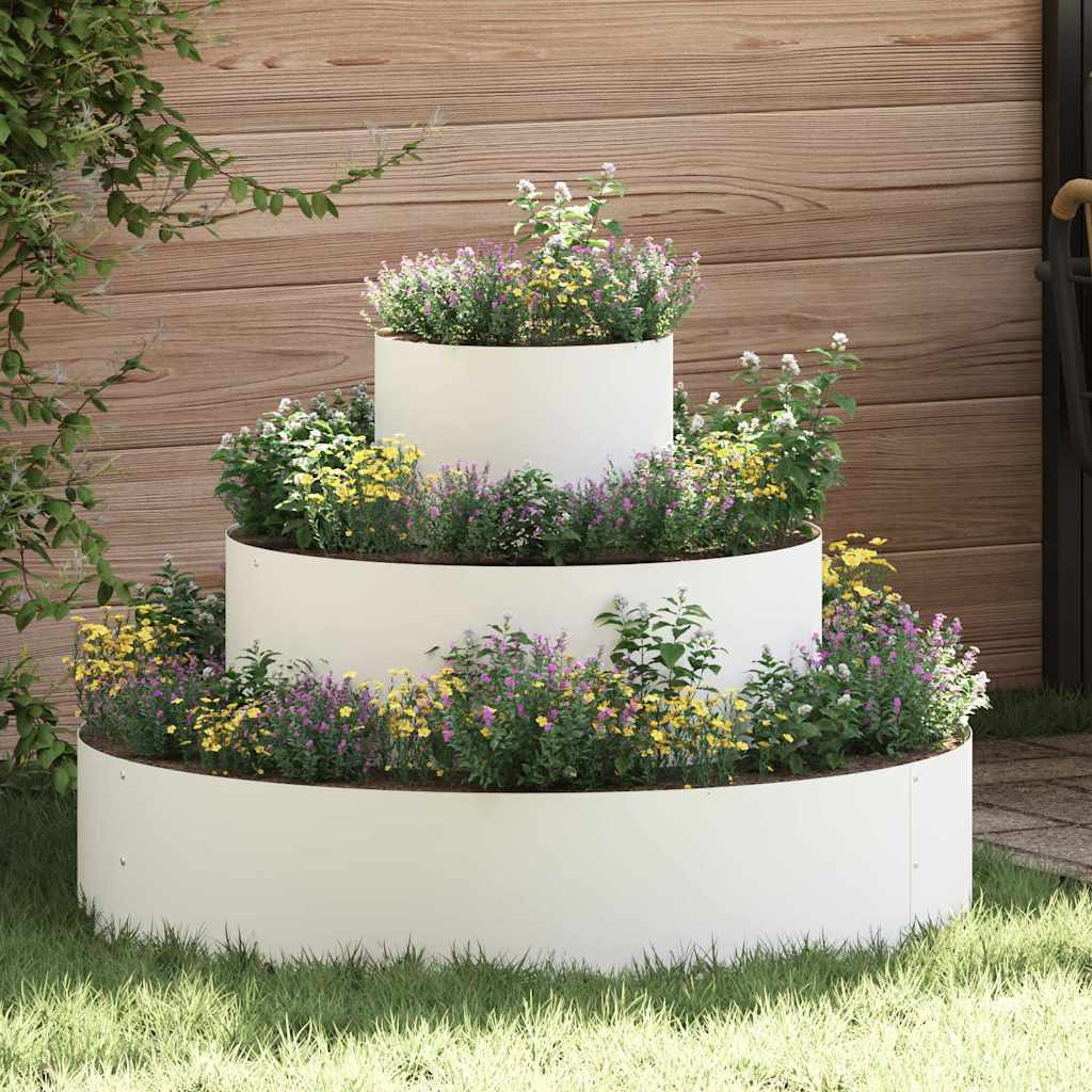 vidaXL Garten-Pflanzgefäß Weiß 90 x 90 x 20 cm Kaltgewalzter Stahl