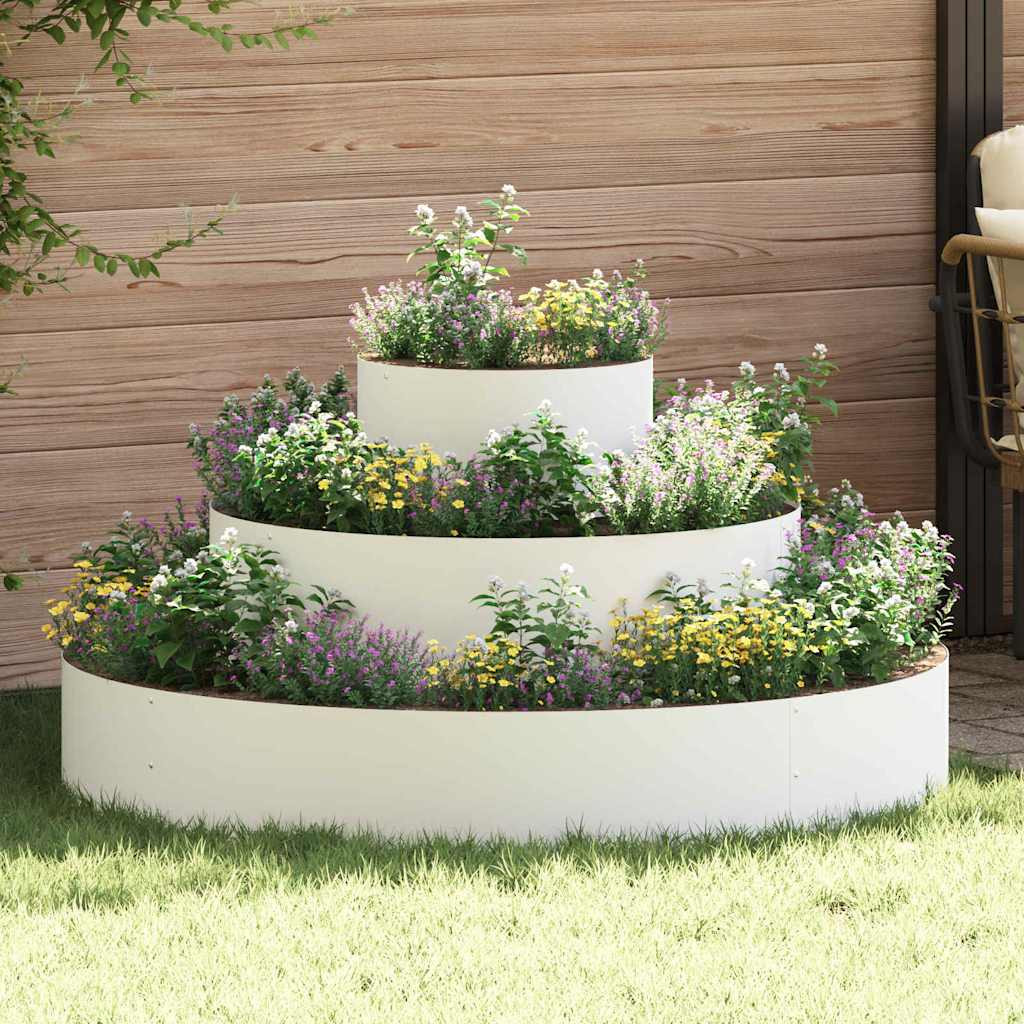 vidaXL Garten-Pflanzgefäß Weiß 120 x 120 x 20 cm Kaltgewalzter Stahl