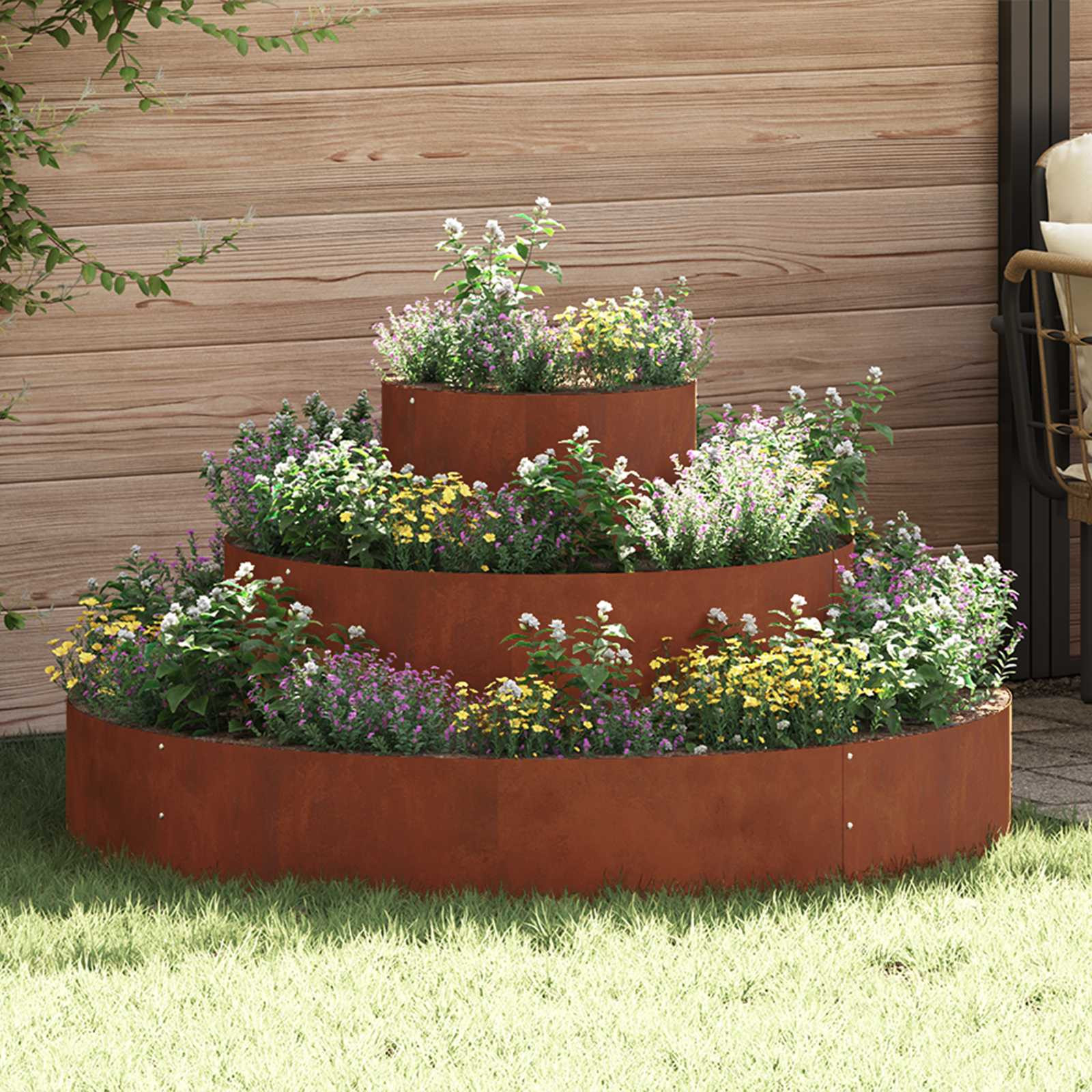 vidaXL Garten-Pflanzgefäß Rostig 120 x 120 x 20 cm Wetterfeststahl