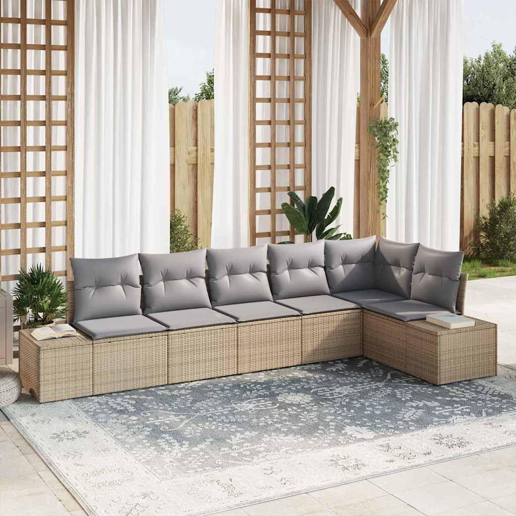 vidaXL Gartensofa-set mit Kissen 6 pcs Beige und Grau Poly-Rattan