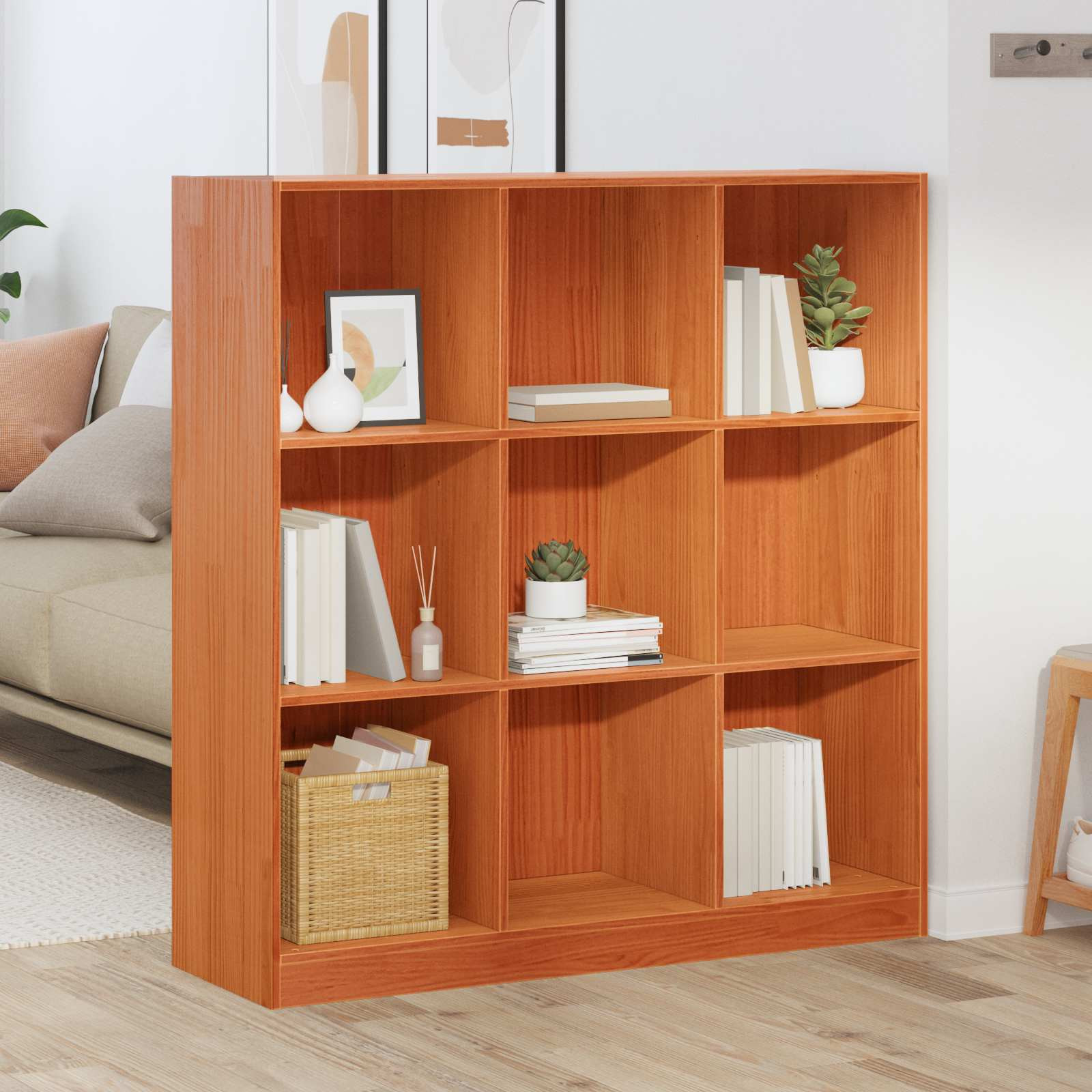 vidaXL Bücherregal Wachsbraun 104 x 33 x 110 cm Massives Kiefernholz