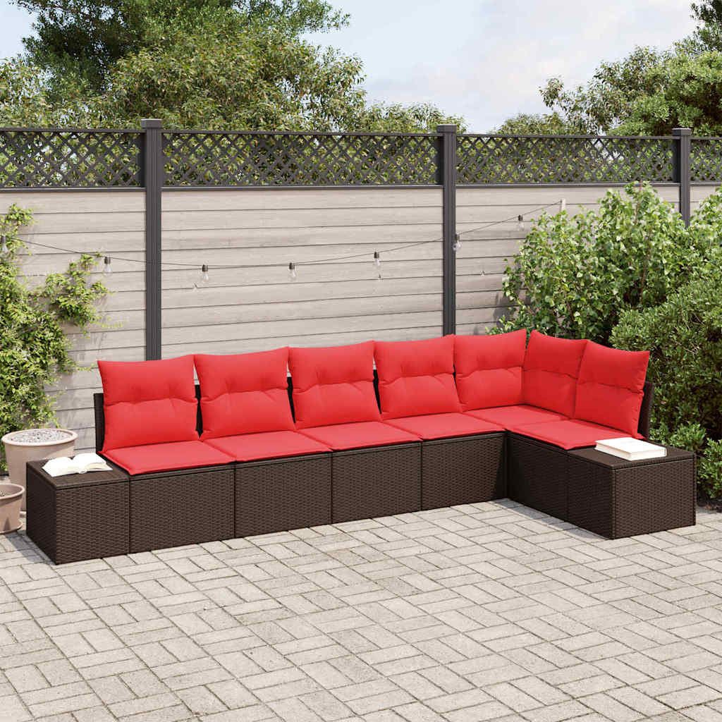 vidaXL Gartensofa-set mit Kissen 6 pcs Braun Poly-Rattan