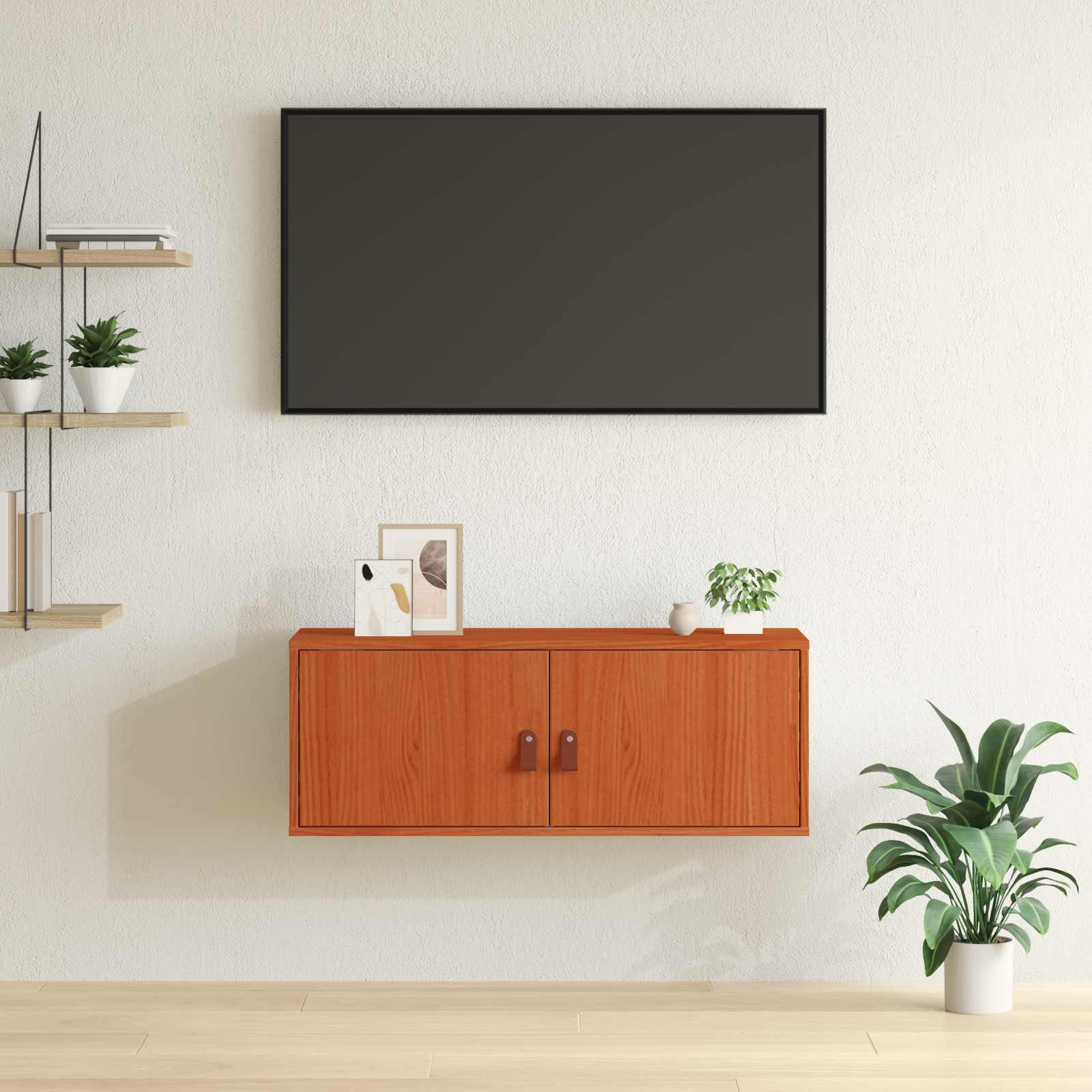 vidaXL Wandschrank Wachsbraun 80 x 30 x 30 cm Massives Kiefernholz