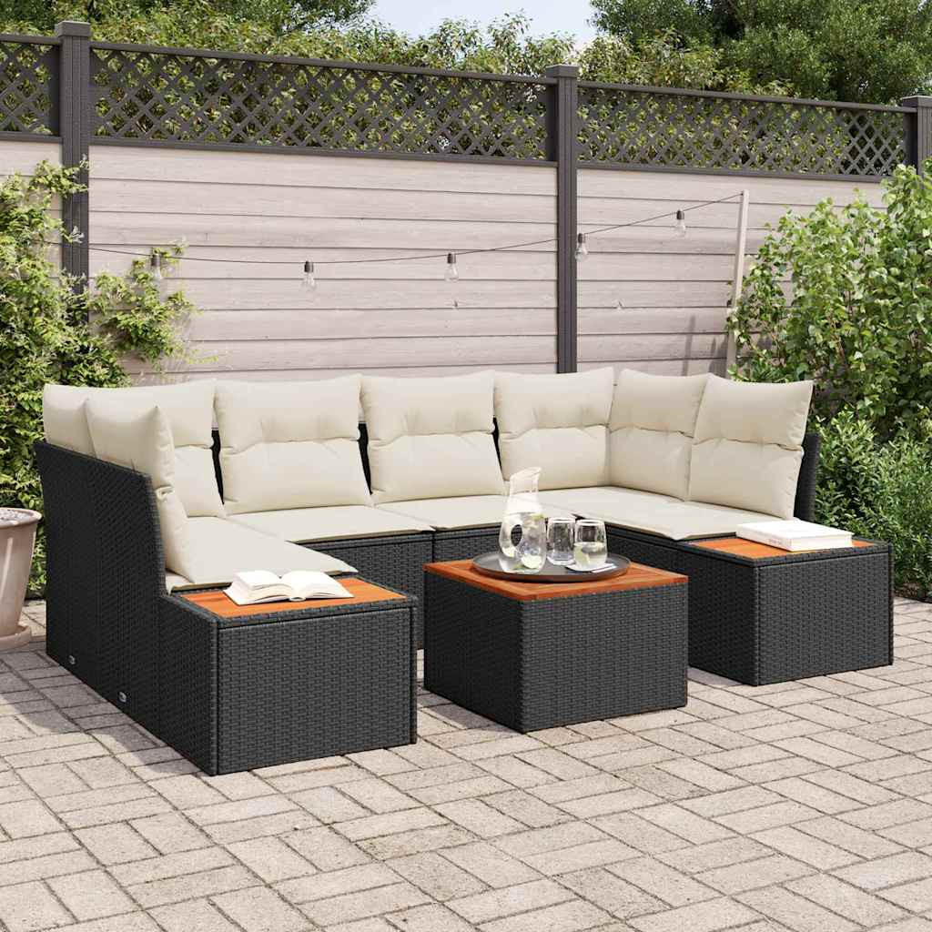 vidaXL Gartensofa-set mit Kissen 6 pcs Schwarz Poly Rattan