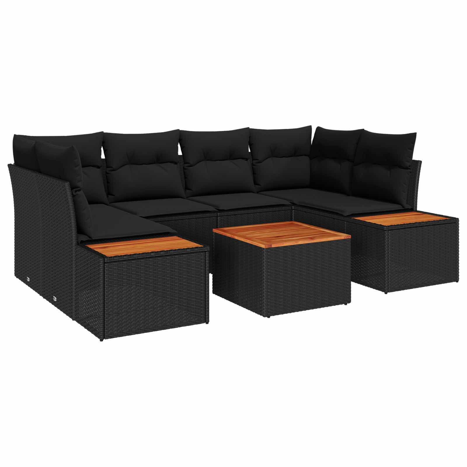 vidaXL Gartensofa-set mit Kissen 6 pcs Schwarz Poly Rattan