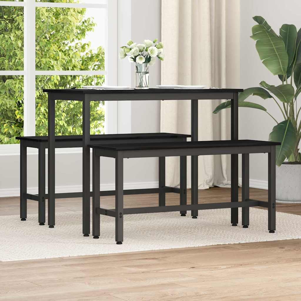 vidaXL Esstischbank 2 pcs Schwarz Eichen-Optik 100 x 32,5 x 48,5 cm