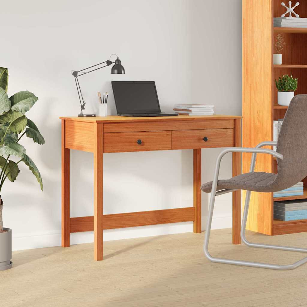 vidaXL Schreibtisch Max Braun Massives Kiefernholz 100 x 50 x 78 cm