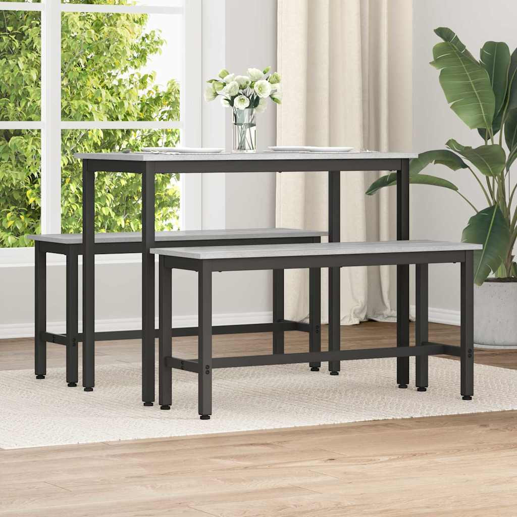 vidaXL Esstischbank 2 pcs Graues Sonoma 100 x 32,5 x 48,5 cm