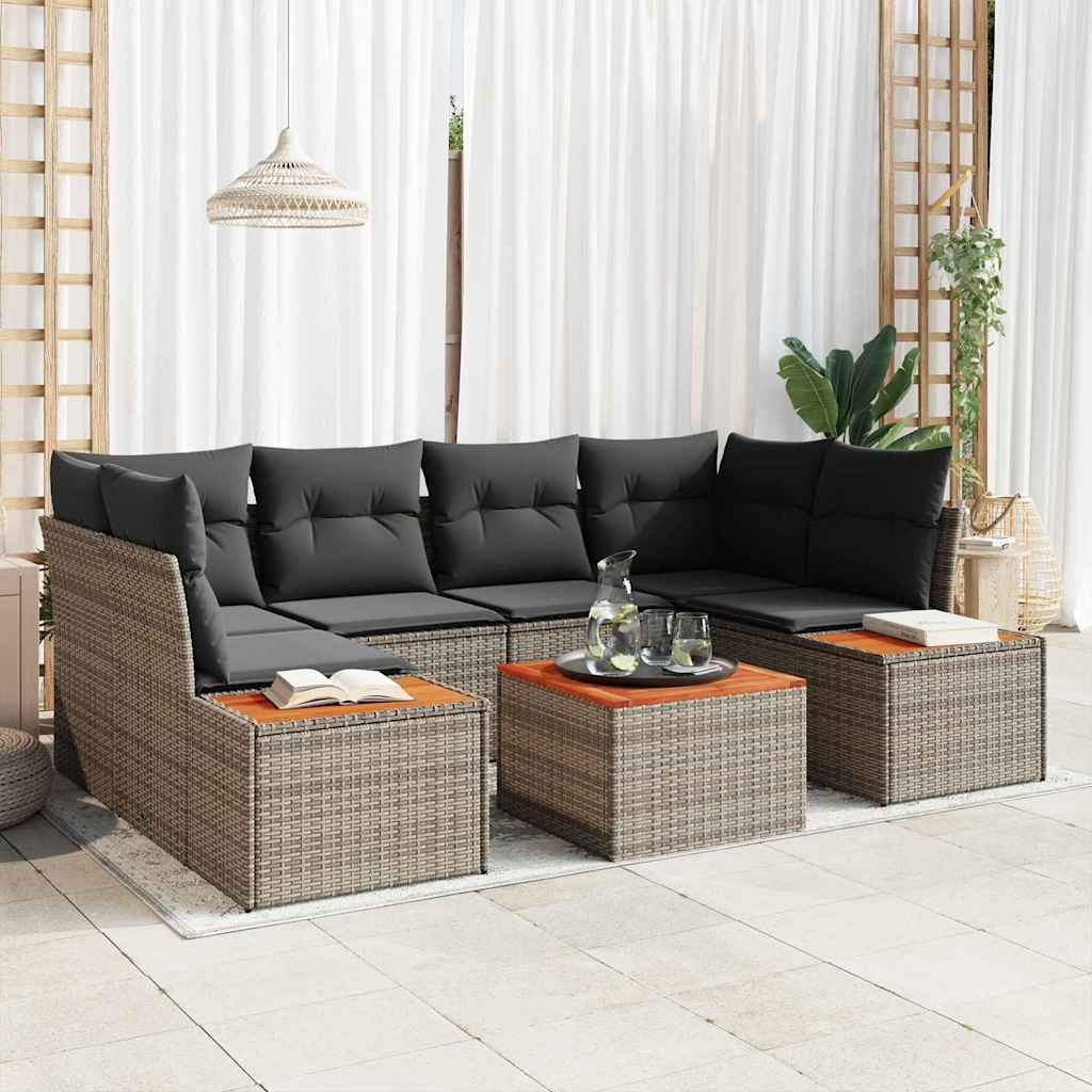 vidaXL Gartensofa-set mit Kissen 6 pcs Grau Poly Rattan