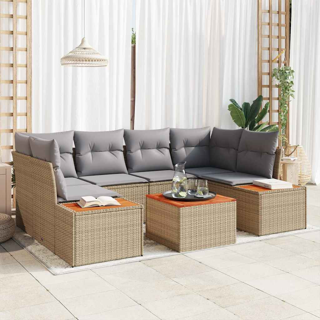 vidaXL Gartensofa-set mit Kissen 6 pcs Beige Poly Rattan