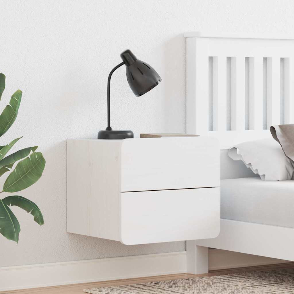 vidaXL Nachttisch 2 pcs Weiß 39 x 34 x 33 cm Massivholz Kiefer