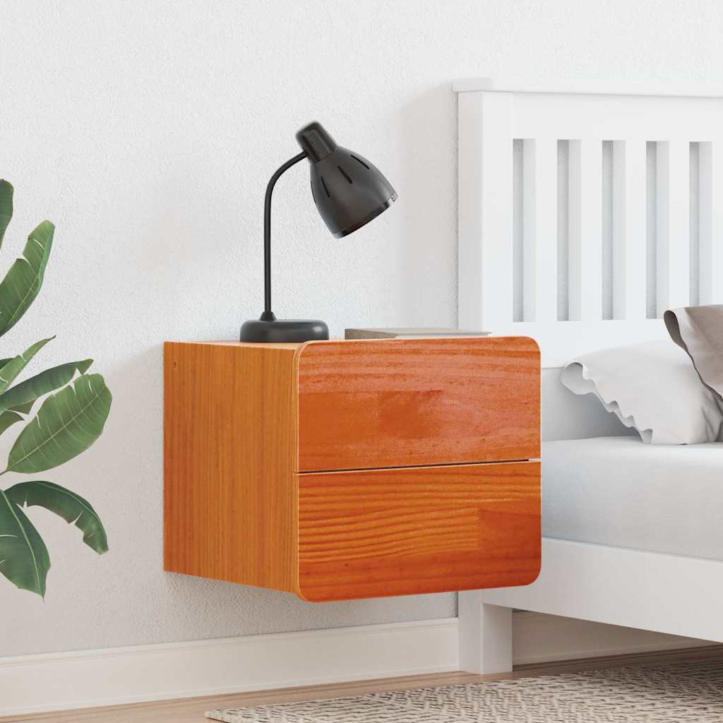 vidaXL Nachttisch 2 pcs Braun 39 x 34 x 33 cm Massivholz Kiefer