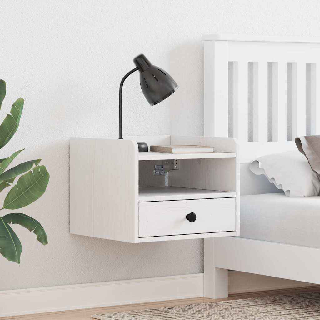 vidaXL Nachttisch 2 pcs Weiß 38 x 36 x 29,5 cm Massivholz Kiefer