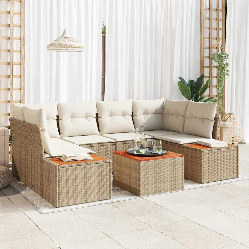 vidaXL Gartensofa-set mit Kissen 6 pcs Beige Poly Rattan