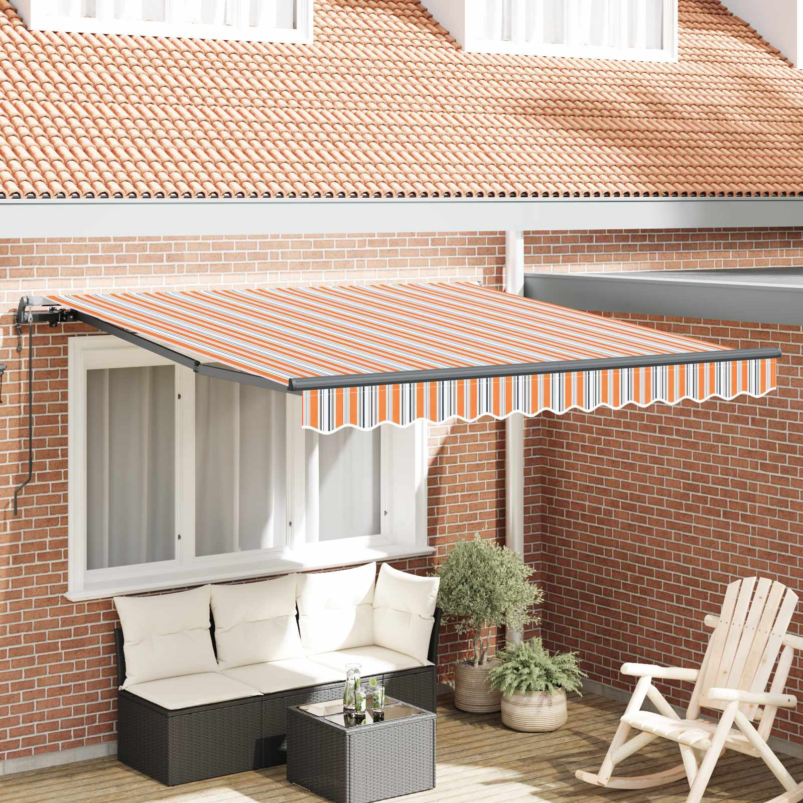 vidaXL Ausziehbare Markise Mehrfarbig 350 x 250 cm Stoff und Aluminium