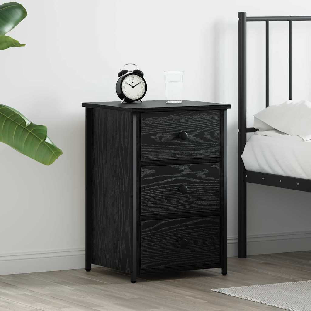 vidaXL Nachttisch mit Schubladen Schwarz Eichen-Optik 40 x 36 x 60 cm