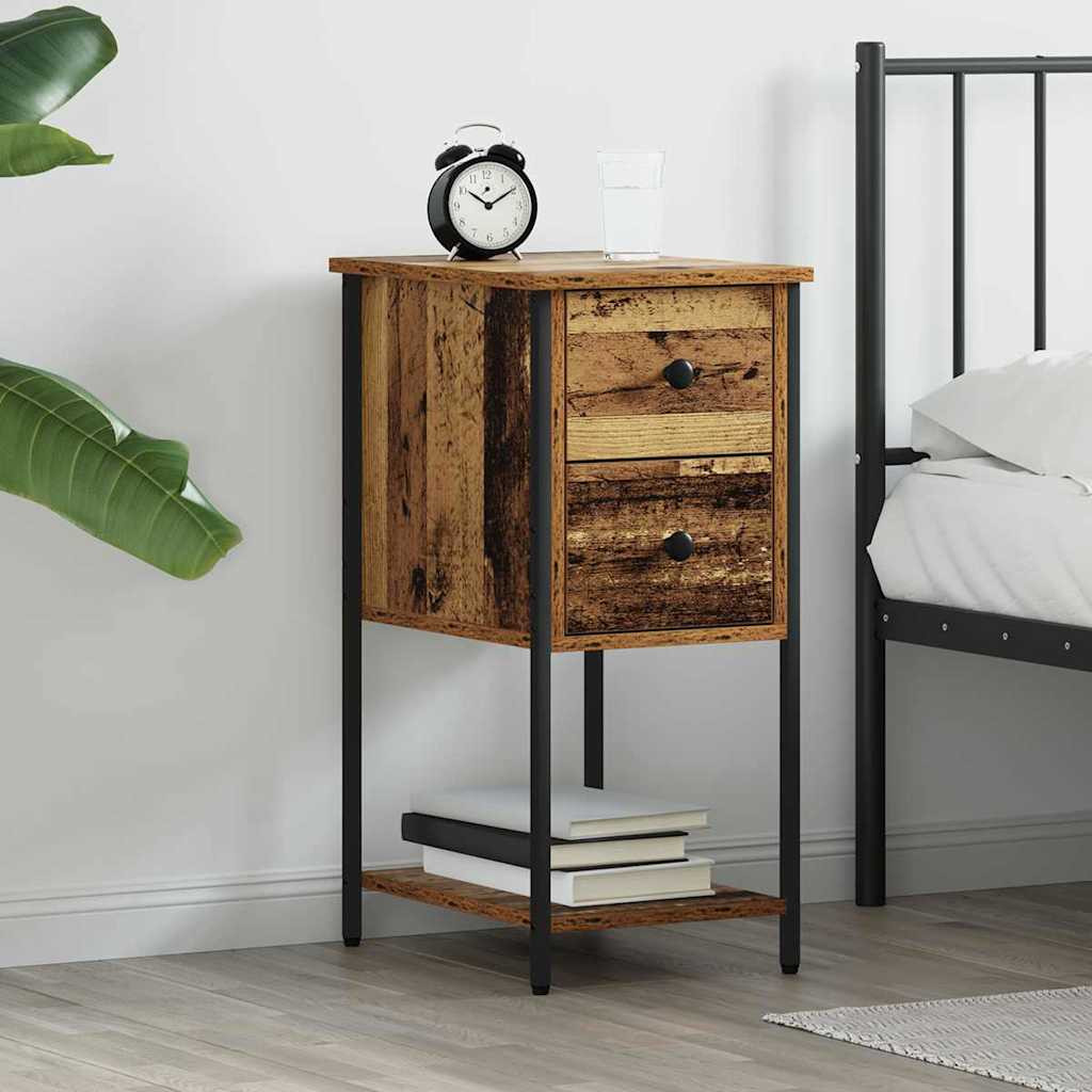 vidaXL Nachttisch mit Schubladen Altholz 32 x 42 x 70 cm Holzwerkstoff