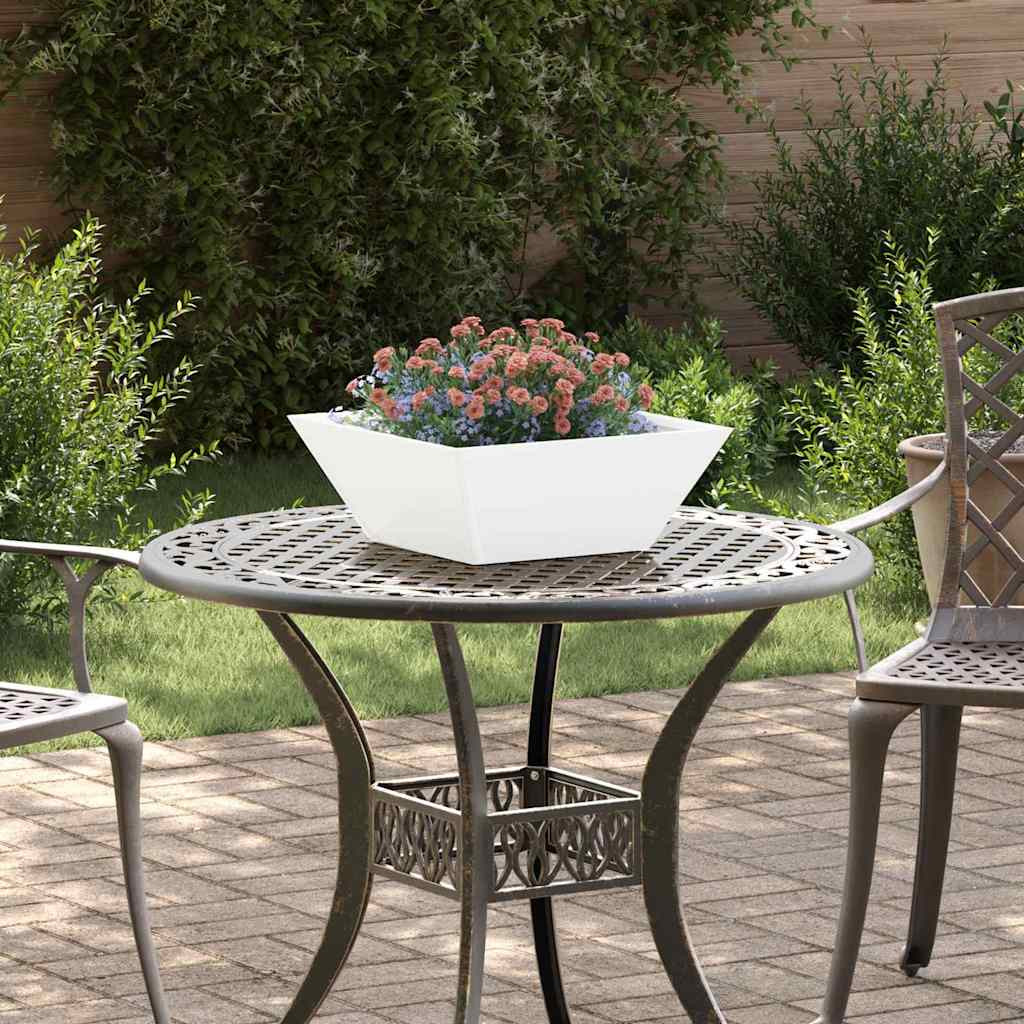 vidaXL Garten-Pflanzgefäß Weiß 40 x 40 x 15 cm Kaltgewalzter Stahl
