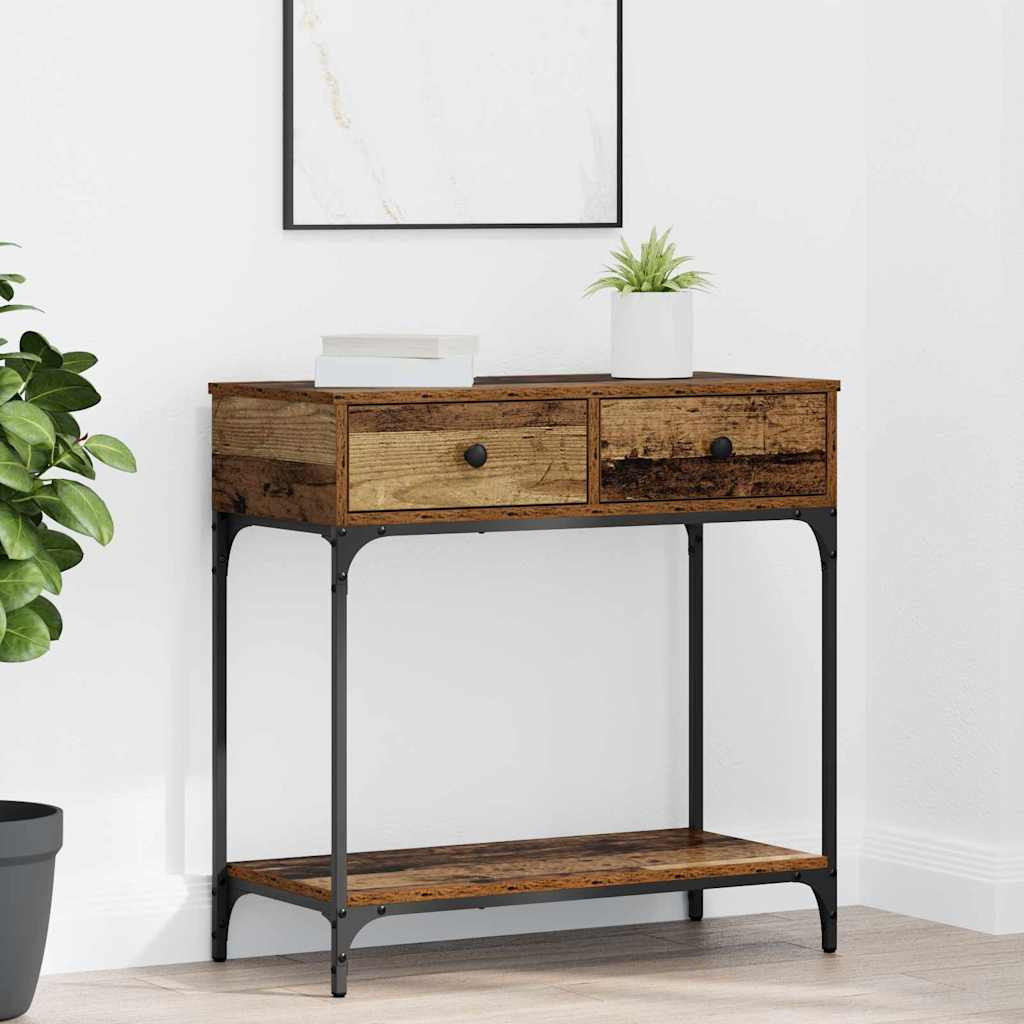 vidaXL Konsolentisch mit Regal Altholz 75 x 34,5 x 75 cm Holzwerkstoff