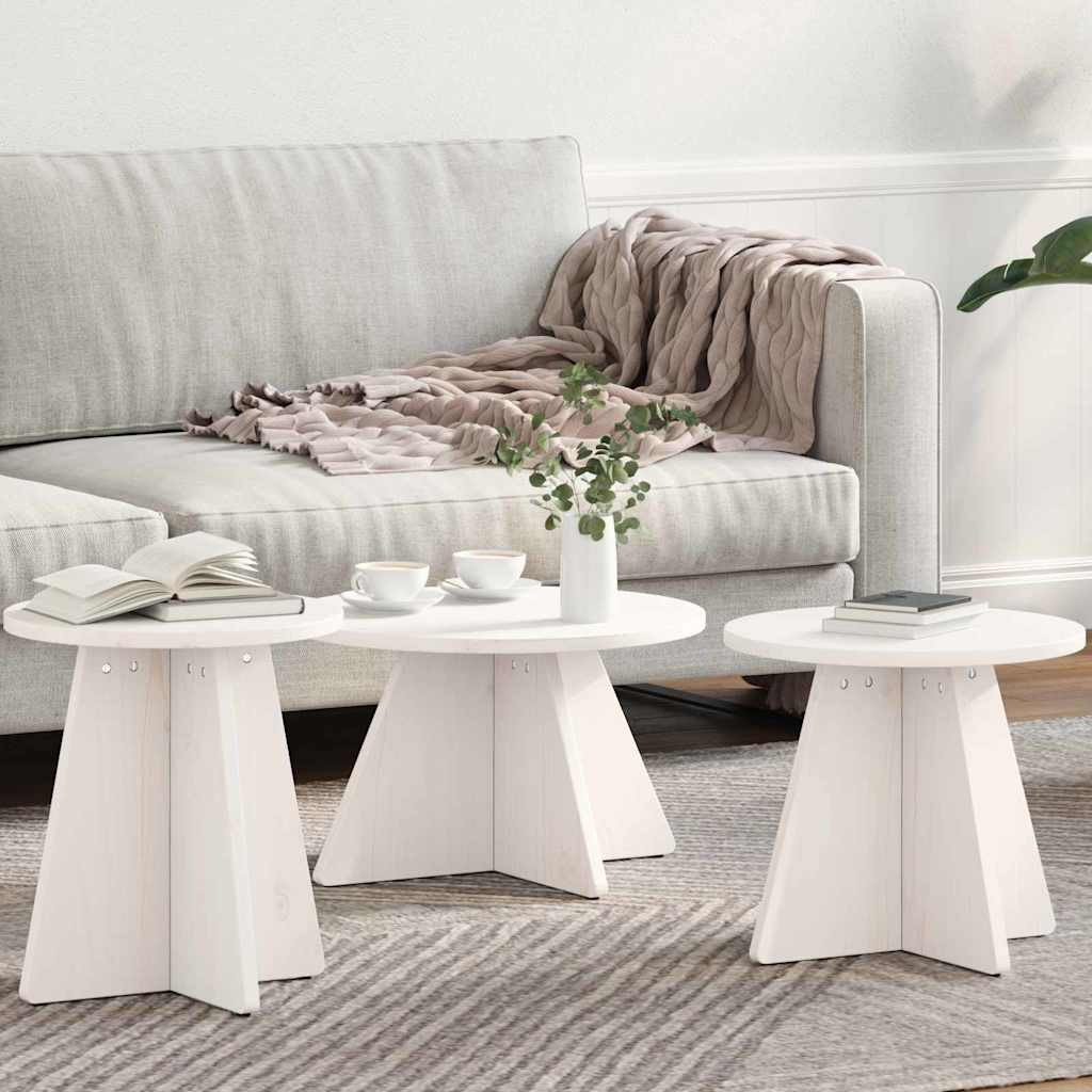 vidaXL Couchtisch 3 pcs Weiß