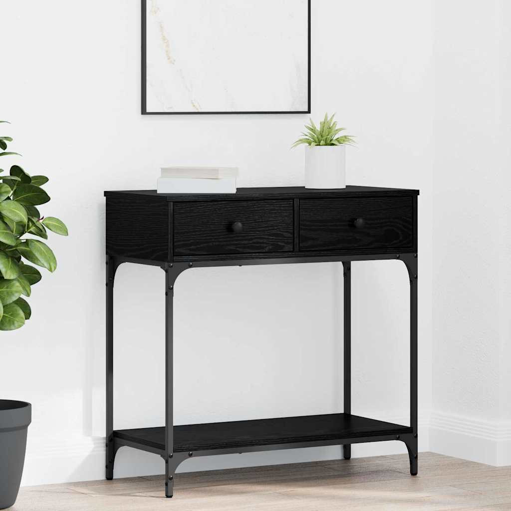 vidaXL Konsolentisch mit Regal Schwarz Eichen-Optik 75 x 34,5 x 75 cm