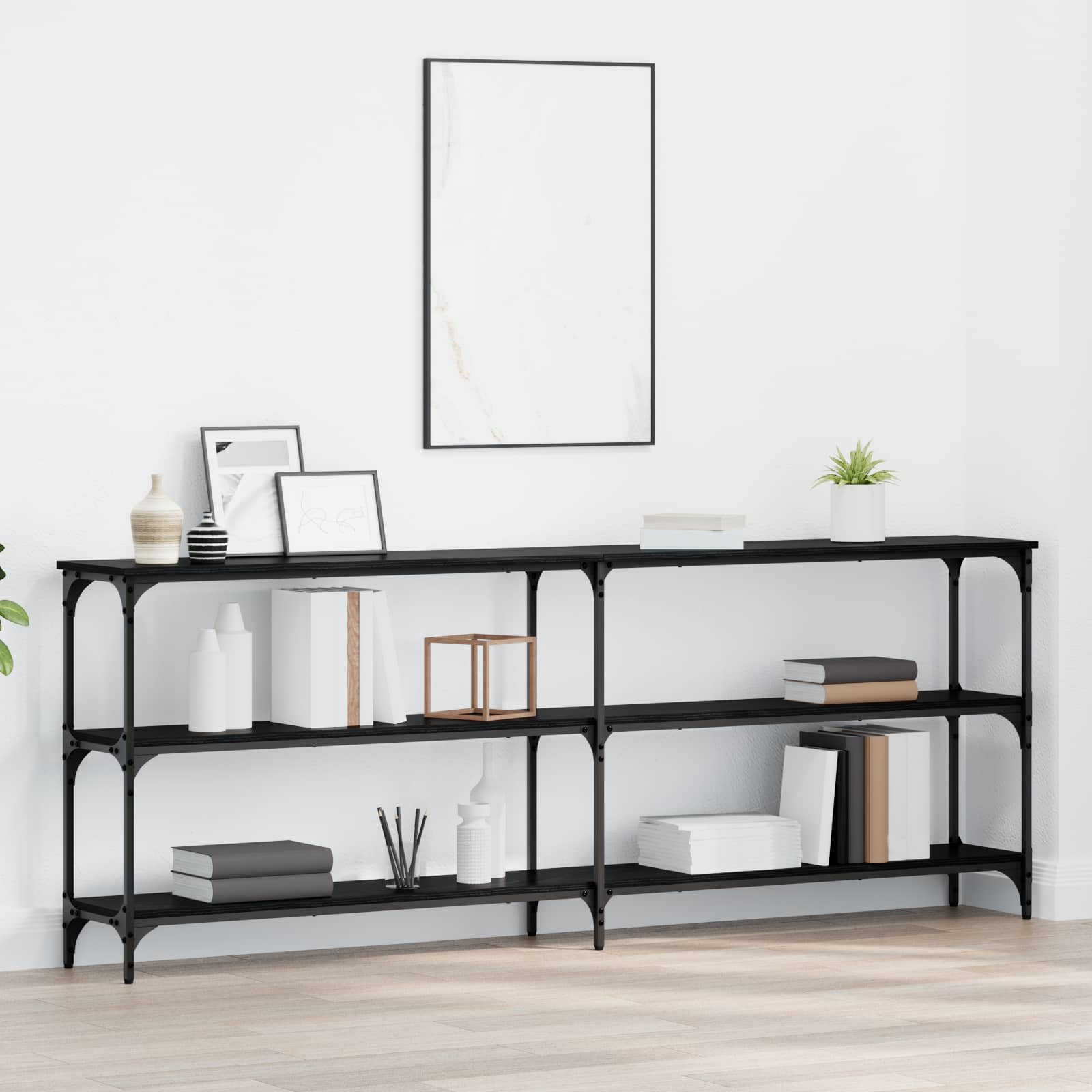 vidaXL Konsolentisch Schwarz Eichen-Optik 200 x 29 x 75 cm