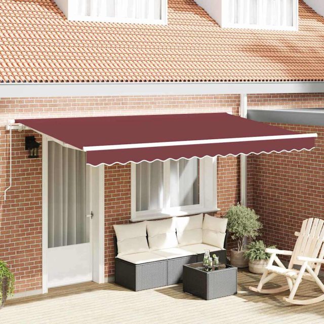 vidaXL Einziehbare Markise Bordeauxrot 350 x 200 cm Stoff