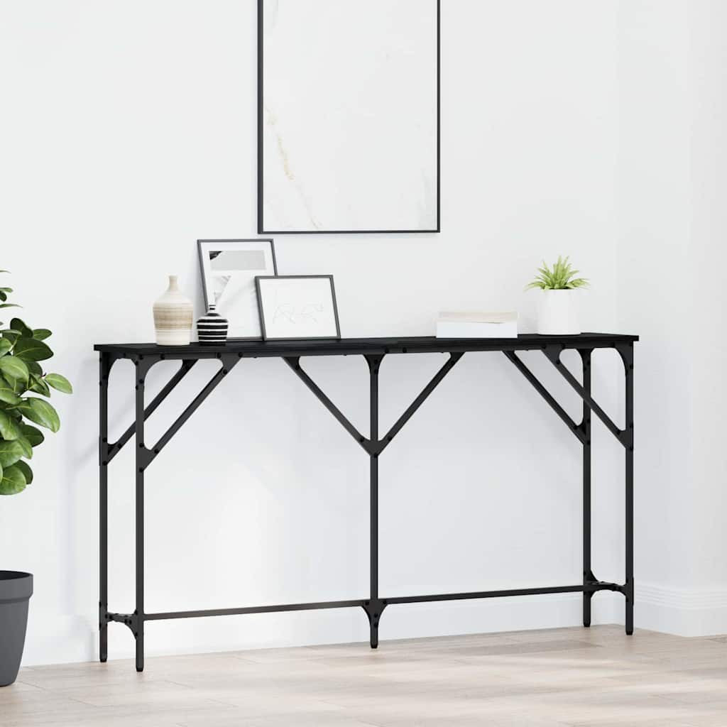 vidaXL Konsolentisch Schwarz Eichen-Optik 140 x 23 x 75 cm