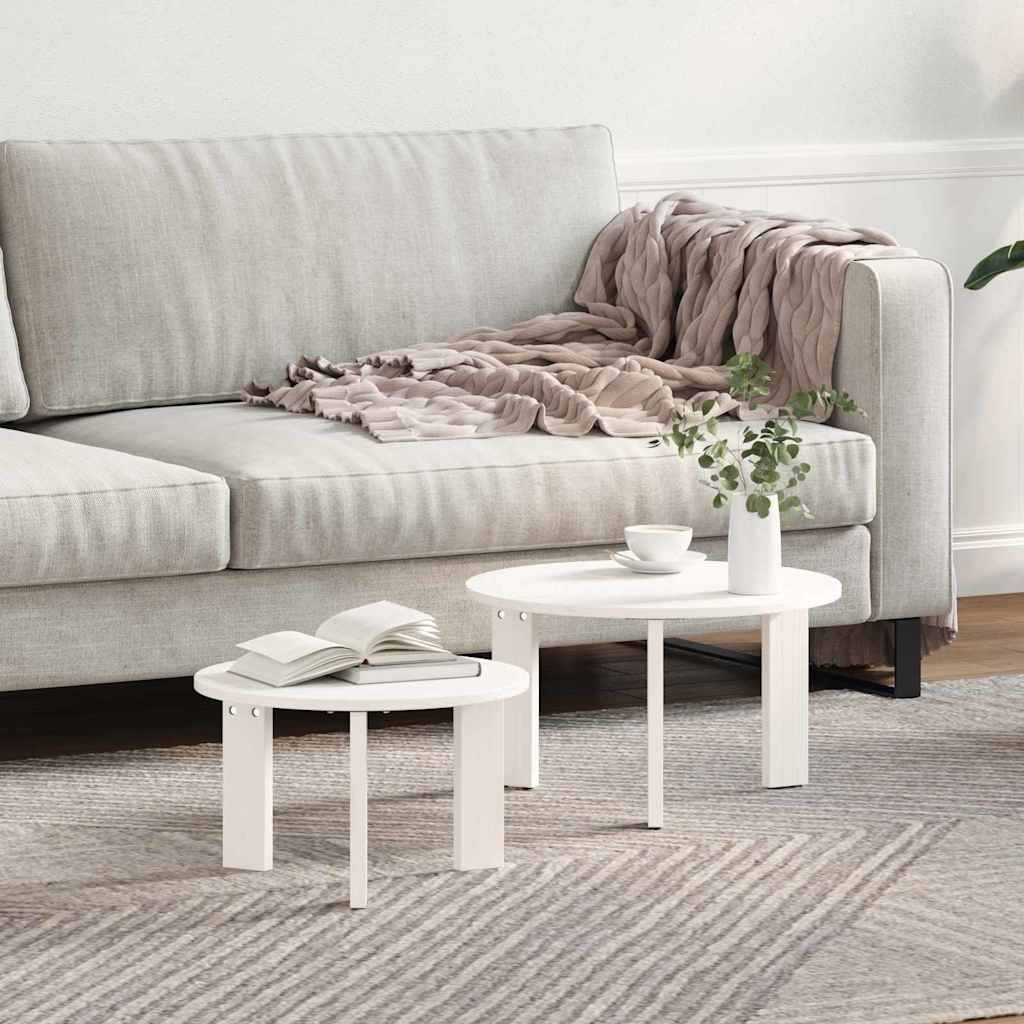 vidaXL Couchtisch 2 pcs Weiß Massivholz Kiefer